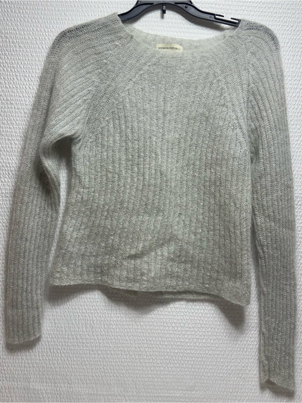 Banana Republic Light Gray Ribbed Crewneck Sweater